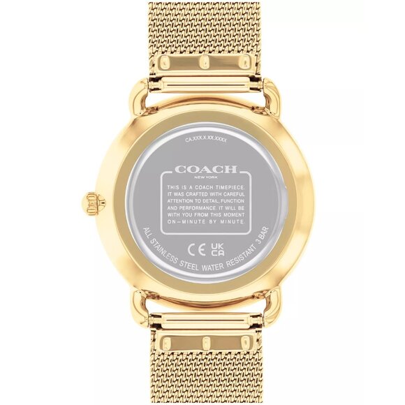 COACH Women's Elliot Gold-Tone Stainless Steel Mesh Bracelet Watch 36mm - Picture 3 of 5